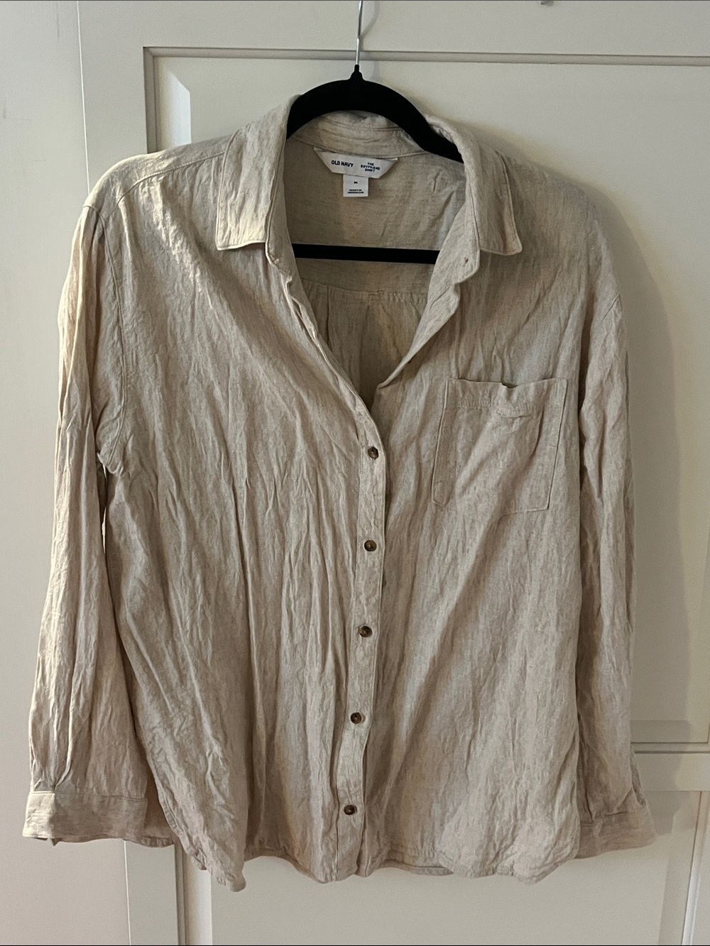 Old Navy Beige Button-Down Linen Shirt